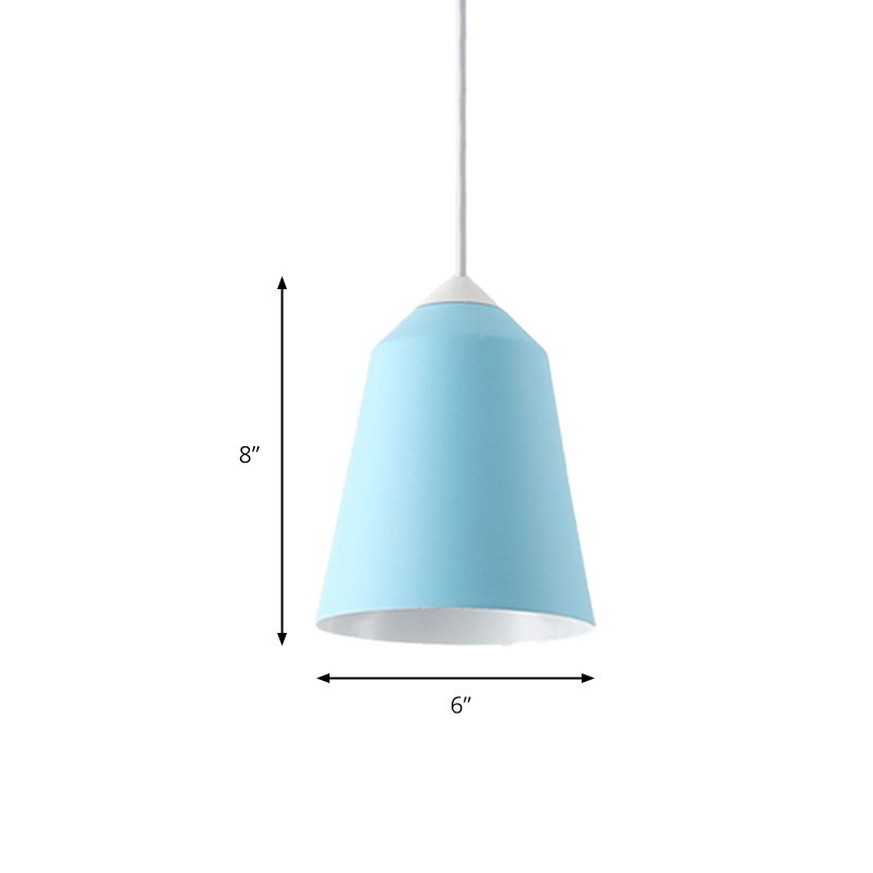 Iluminación colgante de campana metal minimalista 1 luz blanca/azul/dorada de techo colgante
