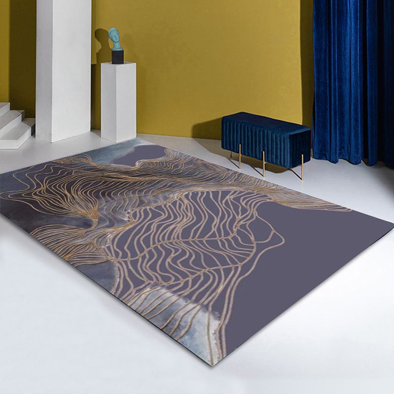 Modern Style Abstract Painting Rug Polyester Area Rug Washable Carpet for Living Room