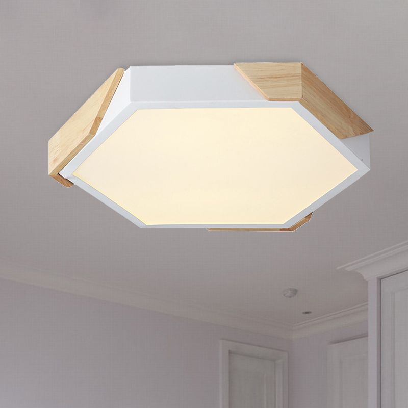 Slim Panel Hexagon Plafond Licht Macaron Loft Acryl LED Groen/Pink/wit/Geel Flush Mount Light in Warm Licht voor Kindergarten