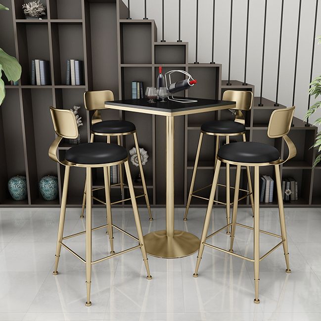 Scandinavian Round Low Back Counter Stools Upholstered Bar Stools with Cushion