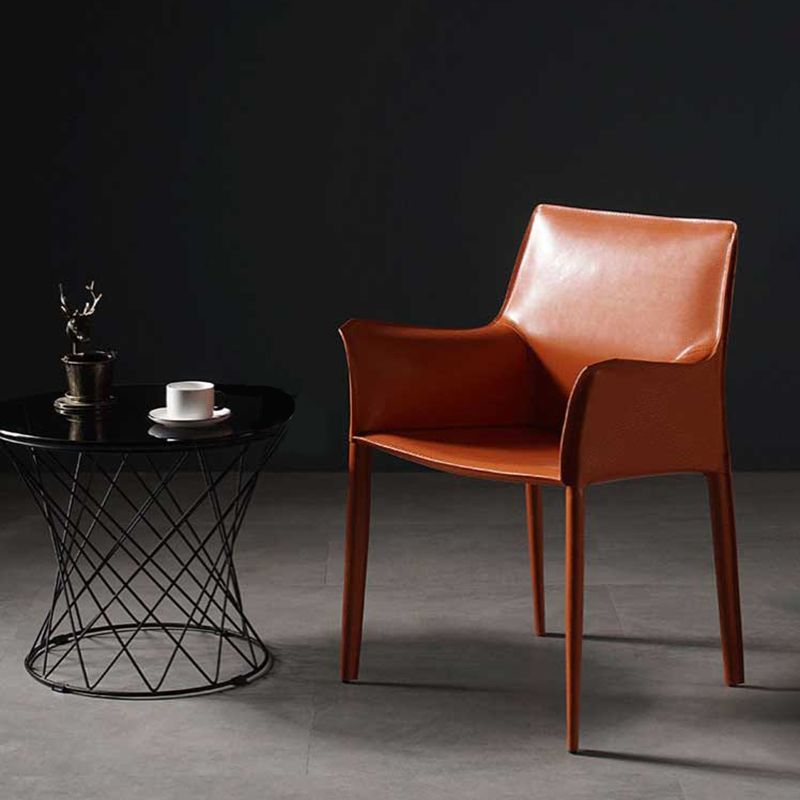 Modern Metal Dining Arm Chair Leather Dining Side Chair for Restaurant Use
