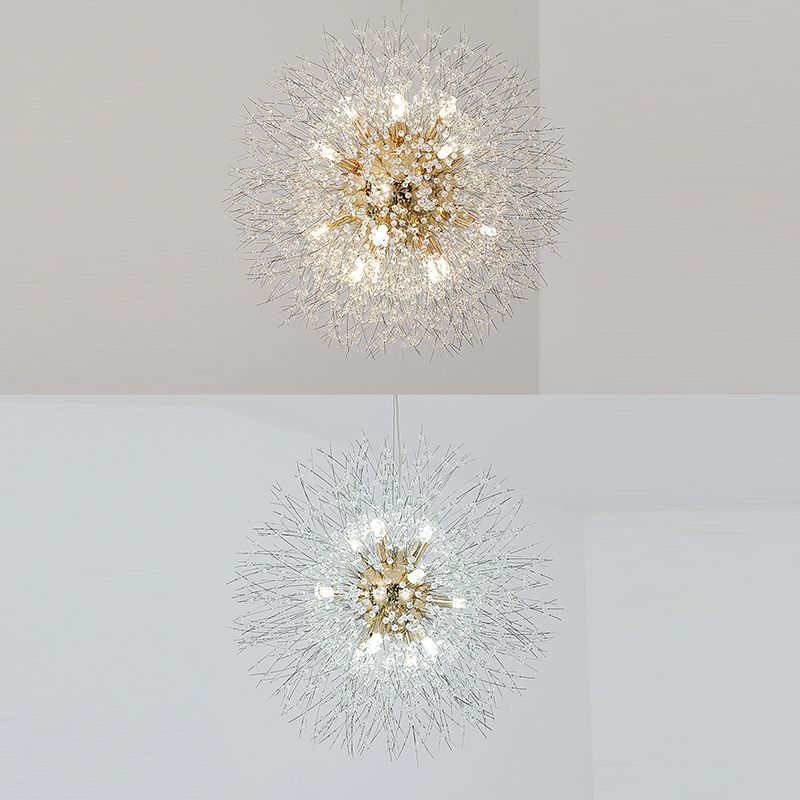 Aparte de iluminación suspendido de diente de león luces colgantes colgantes de múltiples cabezas múltiples con cristal
