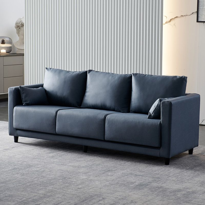 Contemporary Tuxedo Arm Standard Sofa with Bolster Pillows for Living Room, Apartment