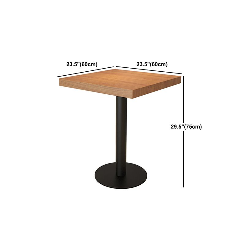 Industrial Bar Dining Table Natural Solid Wood Bistro Bar Table with Metal Base