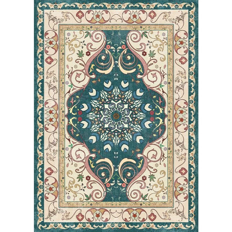Moroccan Medallion Pattern Carpet Polyester Area Rug Stain Resistant Indoor Rug for Living Room