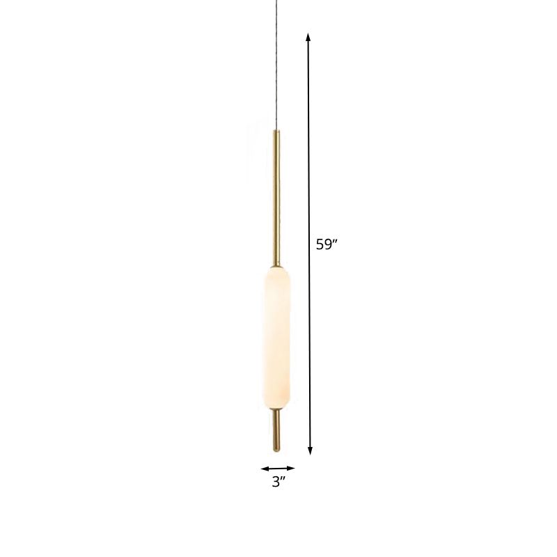 Tube en verre blanc suspendu plafonnier moderne 1 pendentif lumineux léger pour salle à manger