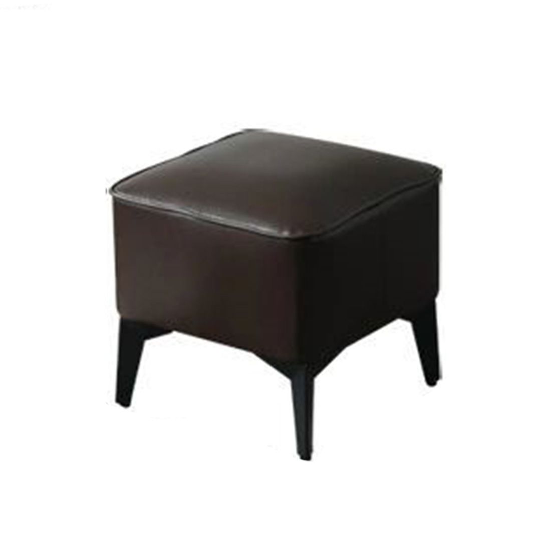 Mid-Century Modern Pouf Ottoman Faux Leather Upholstered Square Ottoman with Chair Legs