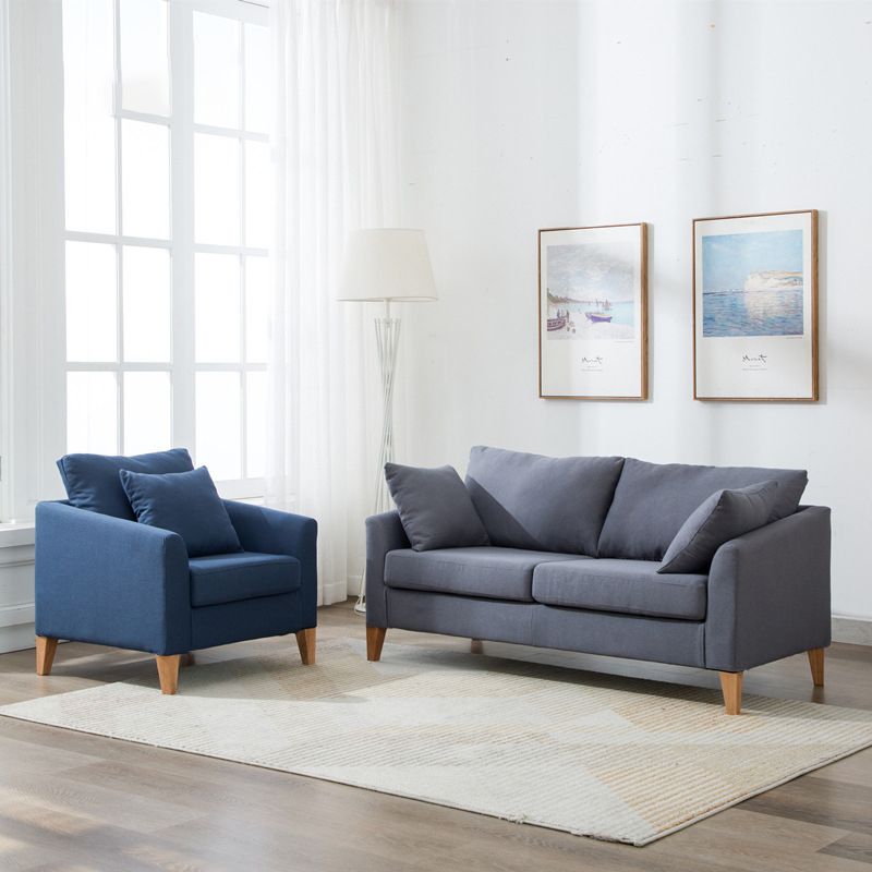 Modern Style Rectangular Sofa with Wooden Base and Namib Cushion