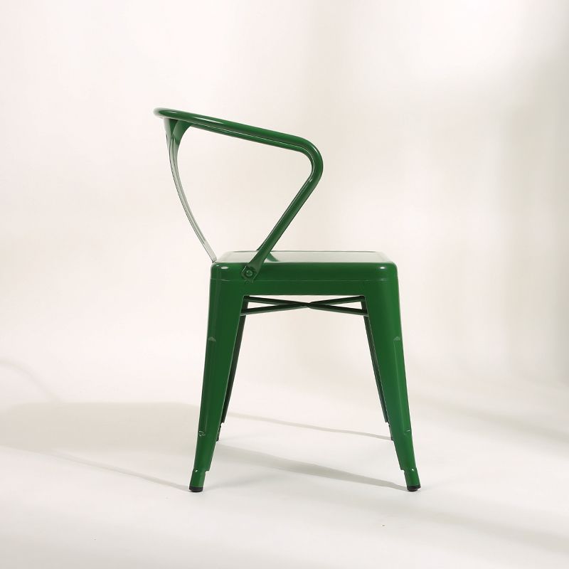 Industrial Dining Armchairs with Metal Legs Slat Back Dining Arm Chair for Coffee Bar