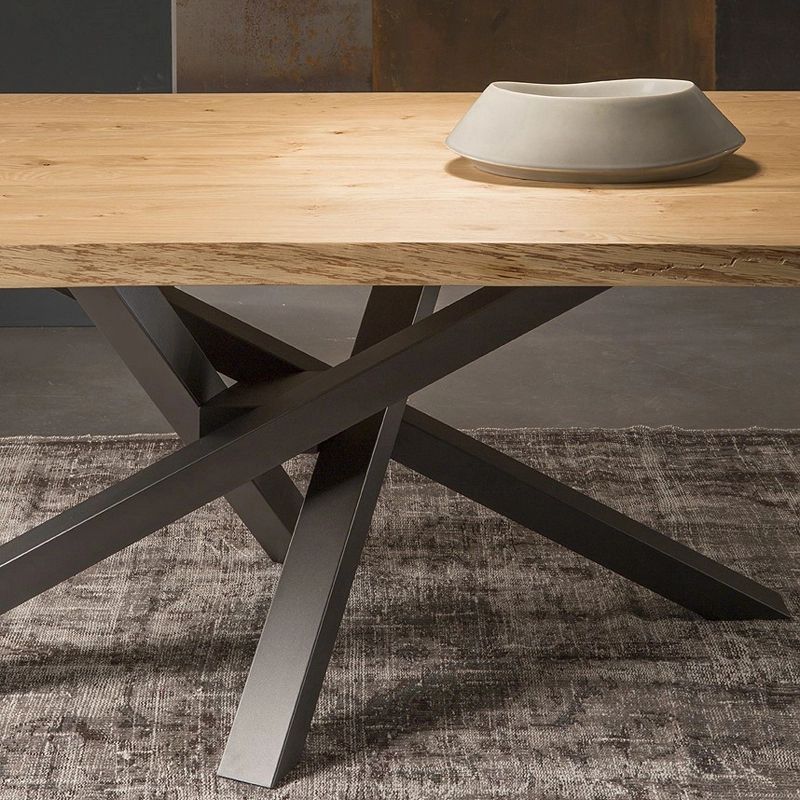 Rectangle 4 Legs Industrial Table Solid Wood Fixed Table for Restaurant