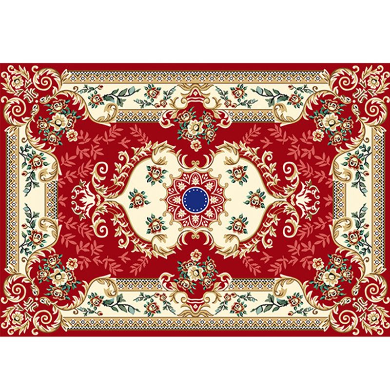 Traditional Area Rug Medallion Pattern Indoor Rug Washable Polyester Carpet with Non-Slip Backing