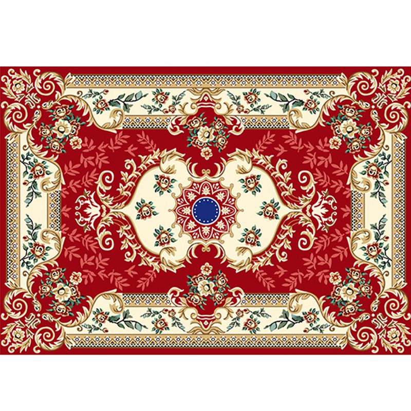 Traditional Area Rug Medallion Pattern Indoor Rug Washable Polyester Carpet with Non-Slip Backing