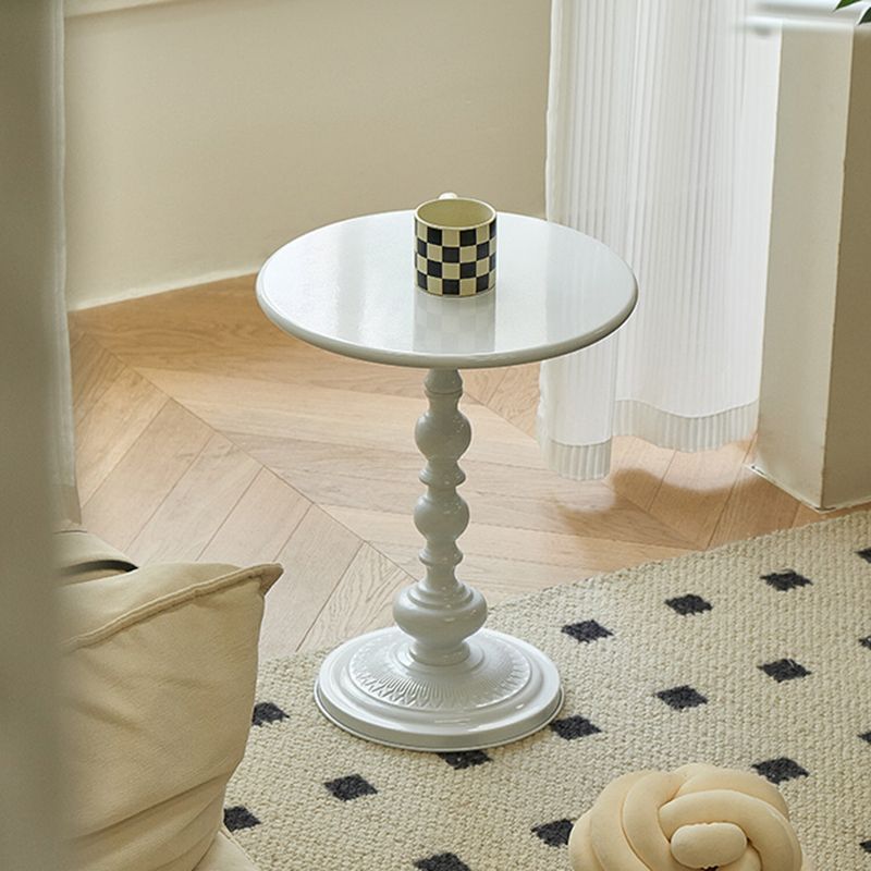 Round Top Pedestal Side Table Contemporary Metal Side End Table