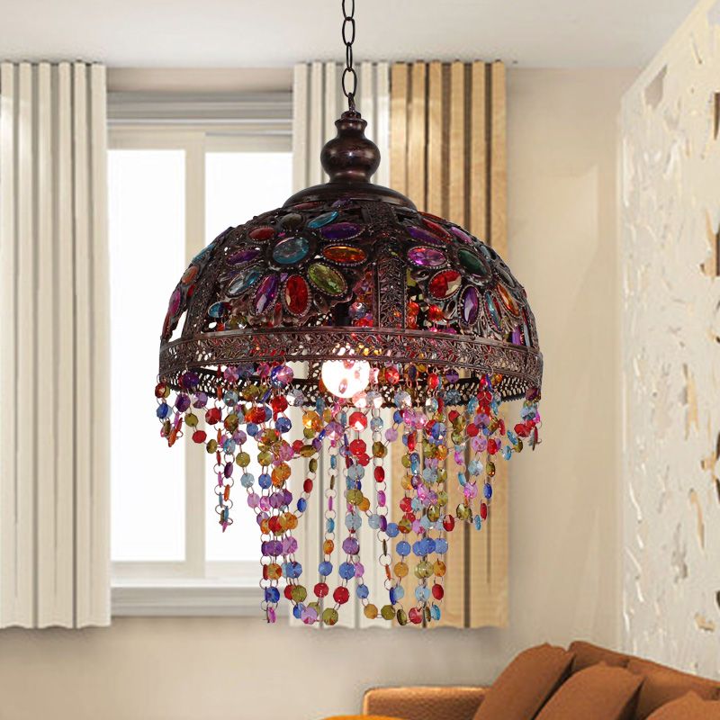 1 Lichte hanglamp Licht Art Deco Dome Metalen plafond Hang Fixture in zilver/roest voor woonkamer