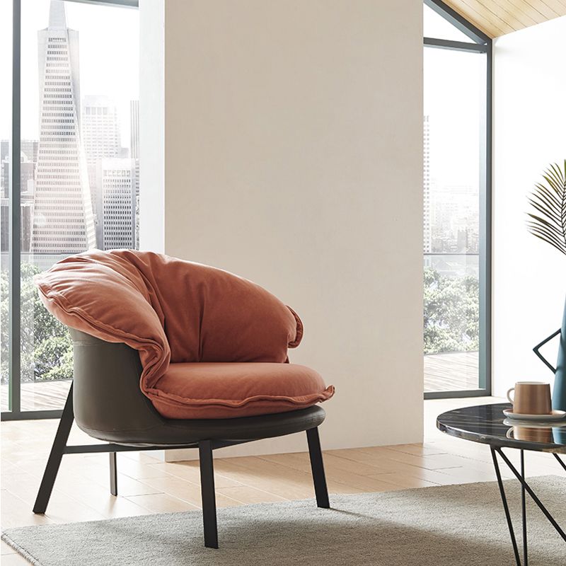 Modern Style Fabric Armrest Cushioned Against Black Arm Chair