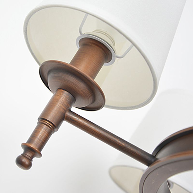 Lámparas colgantes de múltiples cabezas de lámpara de estilo americano luz colgante con sombra de tela blanca