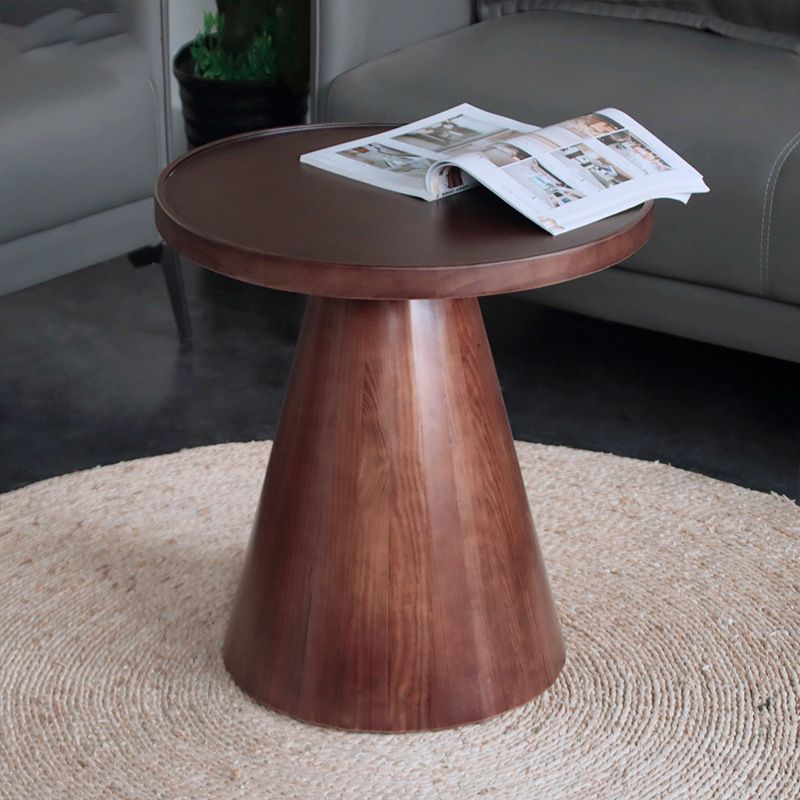 Scandinavian Solid Wood Round Pedestal Living Room Side End Table