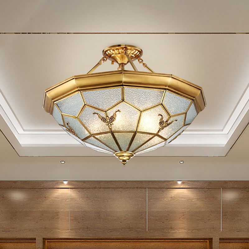 PRISM SOUNGE SEMI-FLUSH MONTRO CHIEDE COLONIALE BASSEGGIO 4/6 Bulbi lampada a soffitto in ottone, 19,5 "/25,5" W