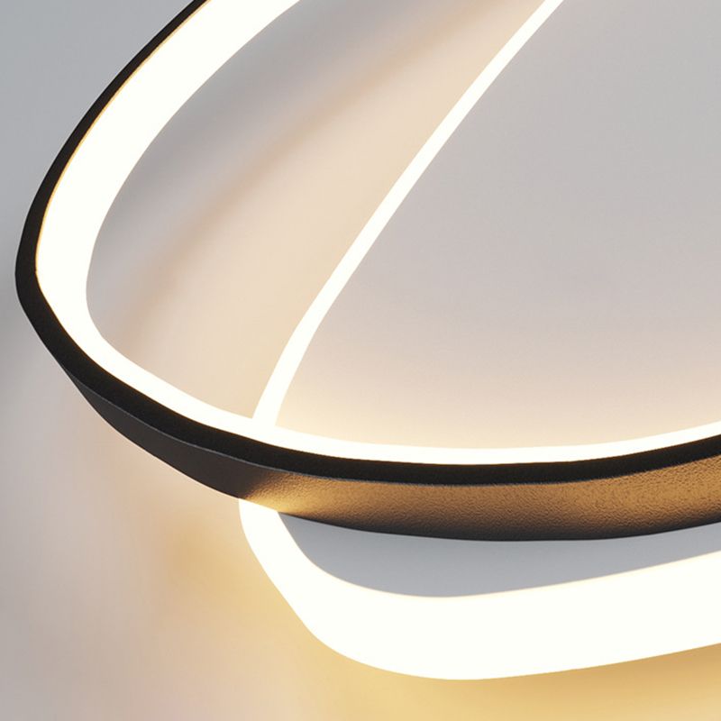 2-Light White/Black Flush Mount Lighting Unique LED Ceiling Light for Bedroom