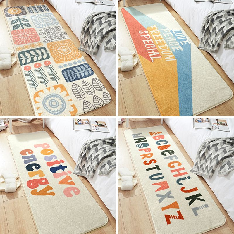 Trendy Plant Printed Rug Multi Colored Lamb Wool Area Carpet Anti-Slip Backing Easy Care Washable Rug for Bedroom