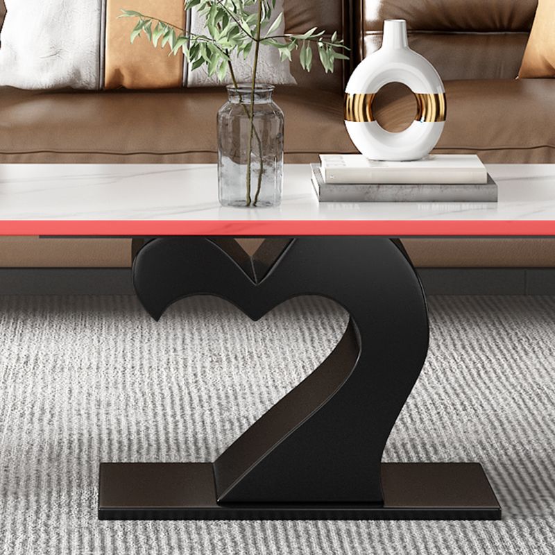 Abstract Coffee Table Set Contemporary Stone Top Cocktail Table