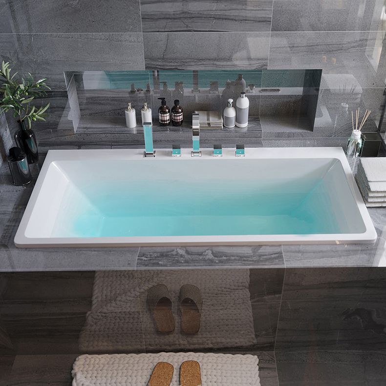 White Drop in Bathtub Acrylic Soaking Rectangular Modern Bath