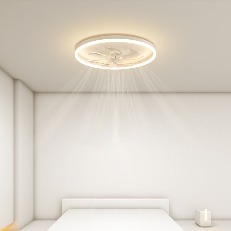 7-Blade Children Ceiling Fan White LED Fan with Light for Home