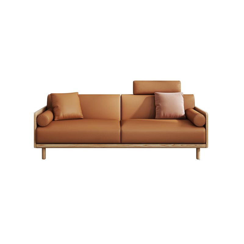 Stationary Stain-Resistant Faux Leather Settee Living Room Pillow Top Arm Sofa