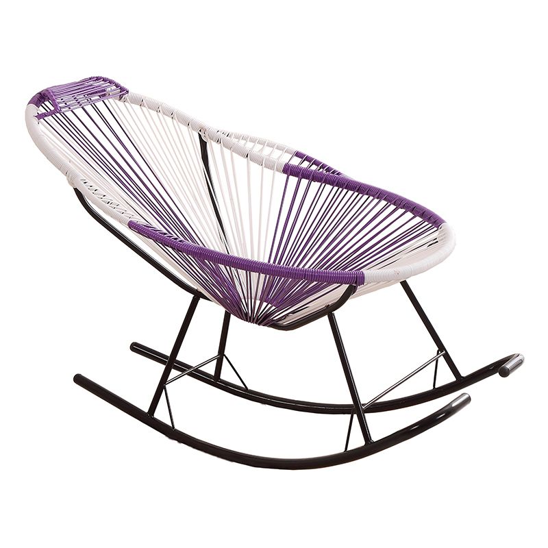 Stylish Rocking Accent Chair Woven Rope Color Block Indoor Rocking Chair