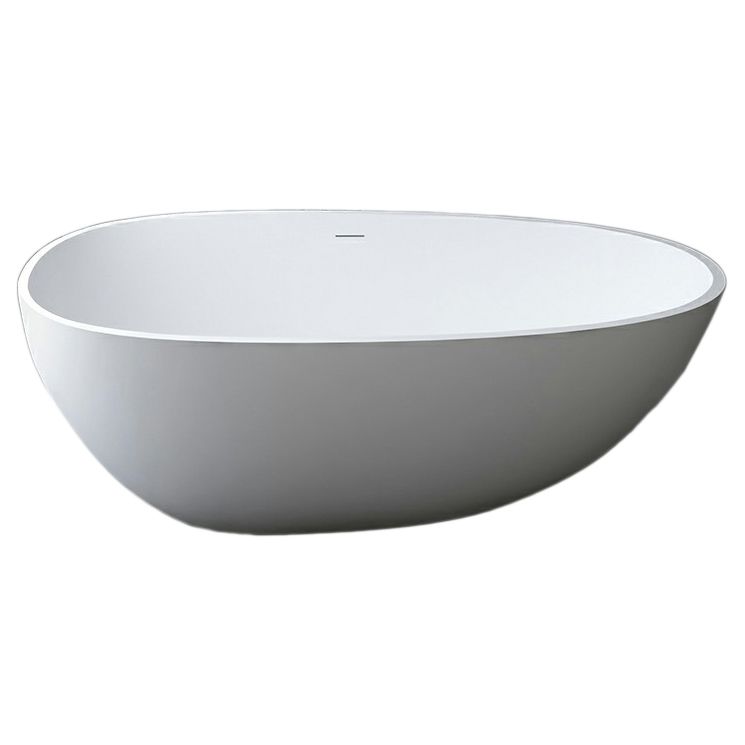 Modern Style Oval Freestanding Bathtub Stone Bathtub with Overflow Trim