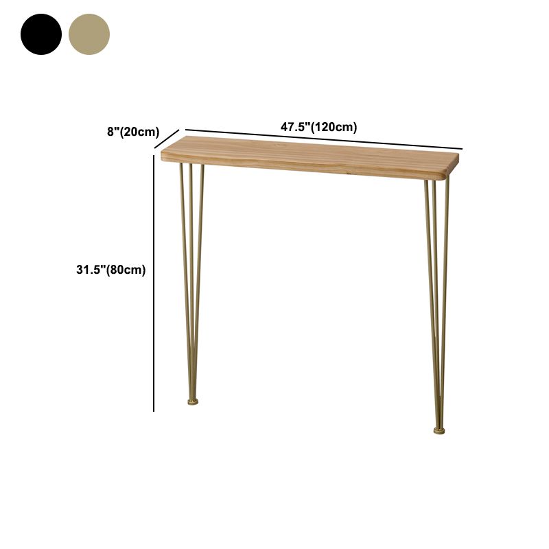 Mid-Century Modern Sofa Table 31.5" H Solid Wood Top Console Table with Metal  Legs