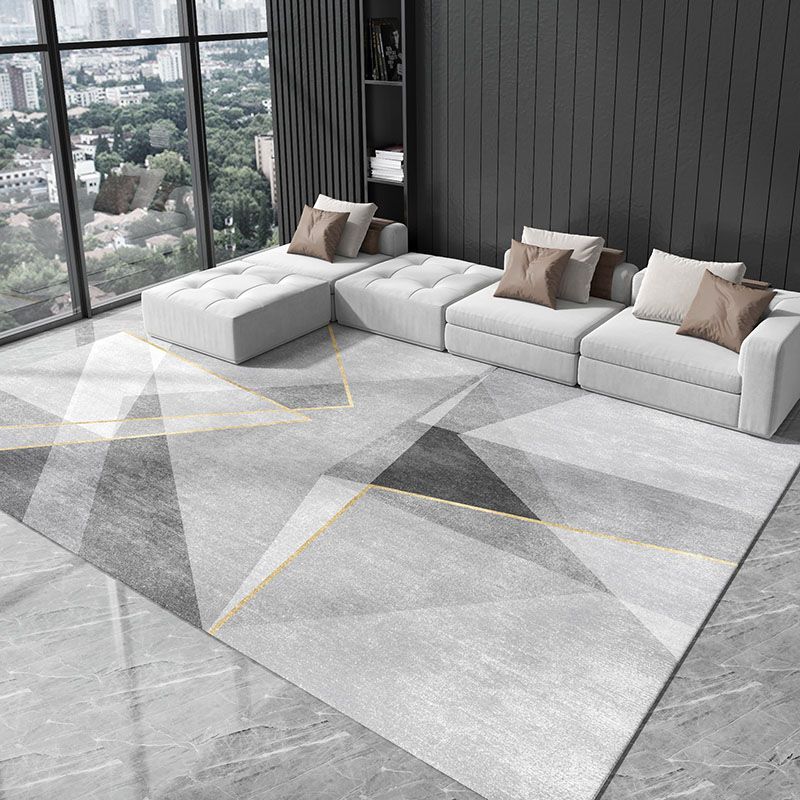 Moderne woonkamer Tapijt Grijs Polyester Gebied Rug vlekbestendig vloerkleed voor thuisdecoratie