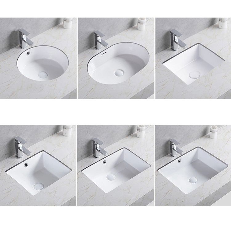 Traditional Undermount Bathroom Sink Porcelain Rectangular with Basin Basin Sink Only