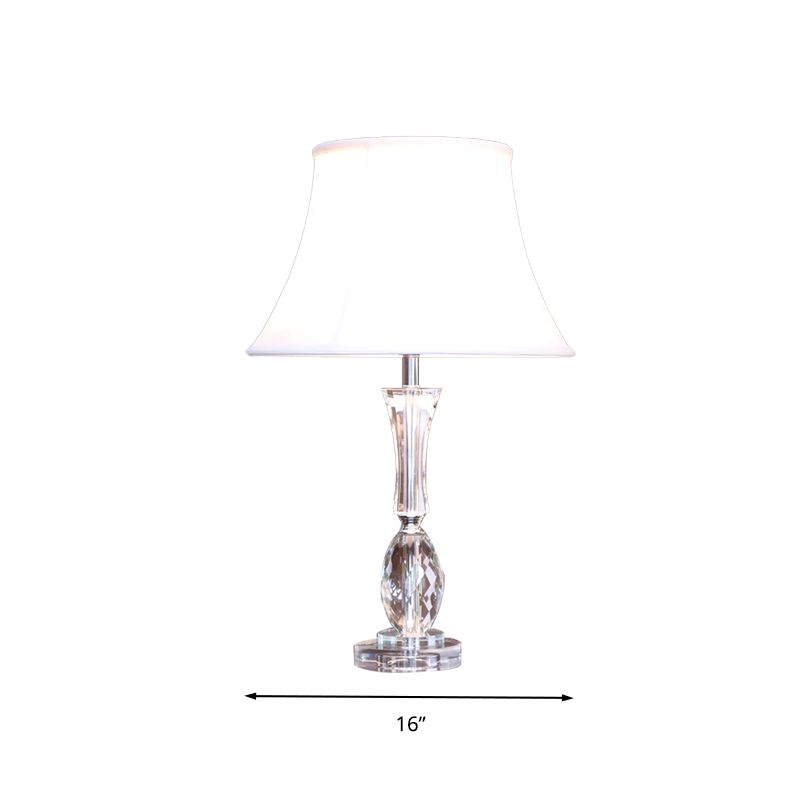 1 Table ombragée d'empire clair Light Traditionalism White Fabric Lampe de nuit avec base en cristal