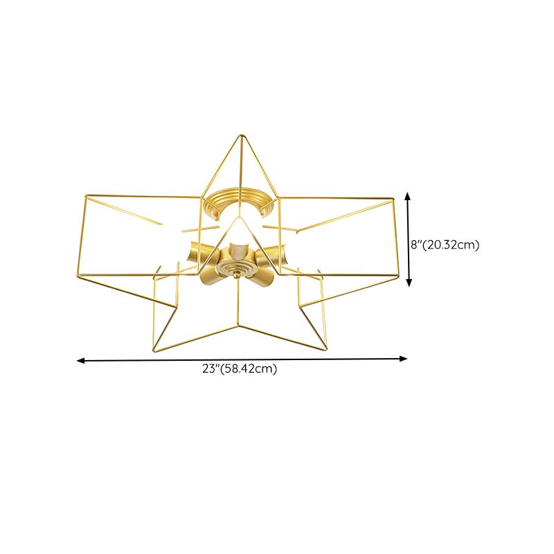 Star Shape Flush Mount Ceiling Fixture Modern Flush Ceiling Lights in Gold