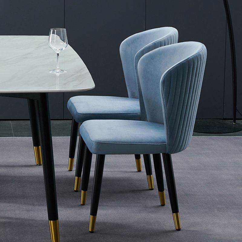 Sillas de comedor de madera Glam, sillas de comedor de terciopelo sin brazos para uso doméstico (juego de 2)