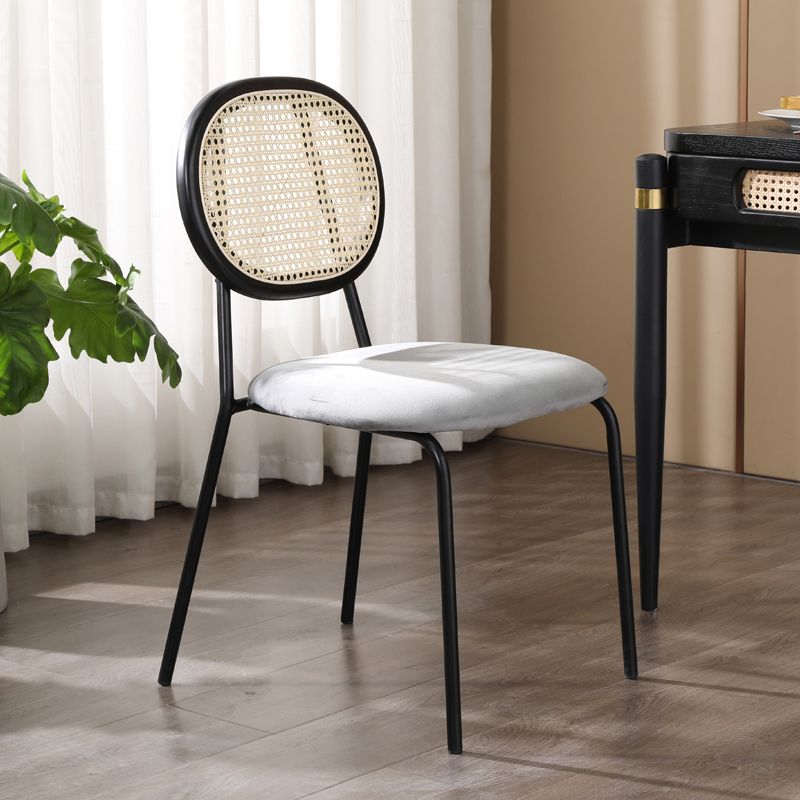 Upholstered Armless Dining Chairs Open Back Side Chair with Metal Legs