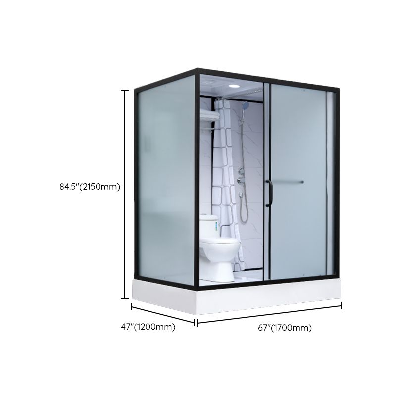 Shower Enclosure Clear Framed Single Sliding Rectangle Black Shower Stall