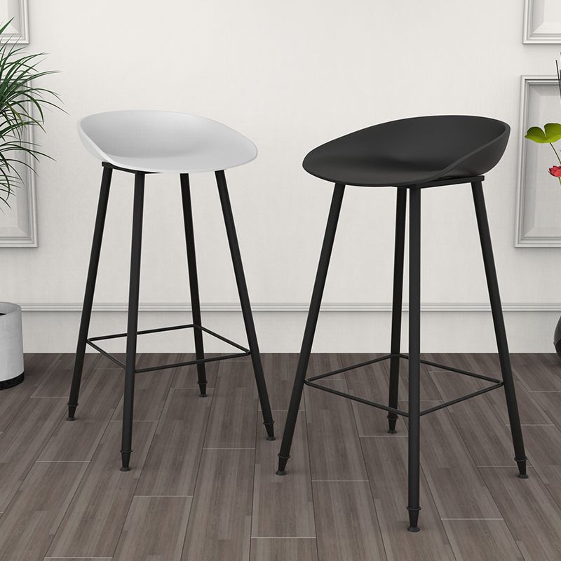 Luxurious Armless Counter High Stool Backrest Metal Bar Stool with Plastic Seat