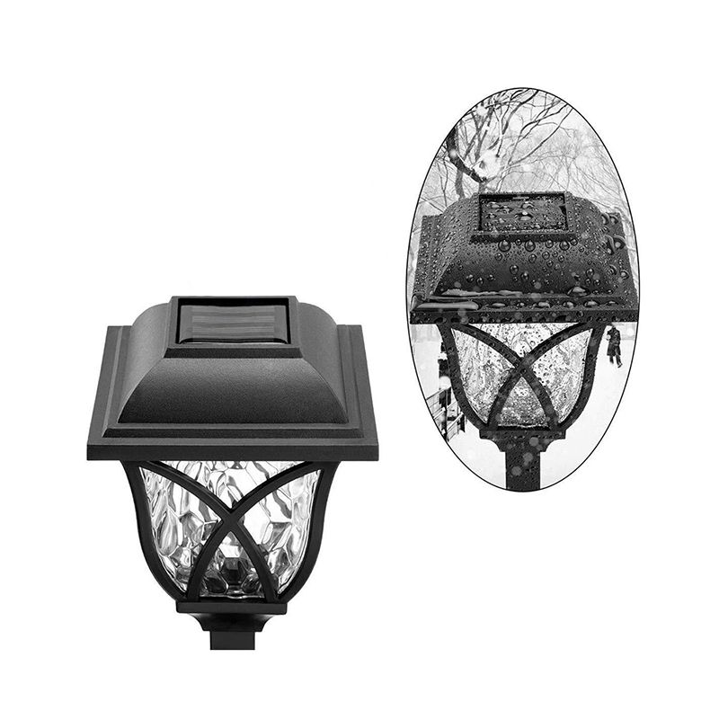 Bud Shaped Solar Ground Lighting Artistic Ripple Glass Black LED Landscape Light for Garden