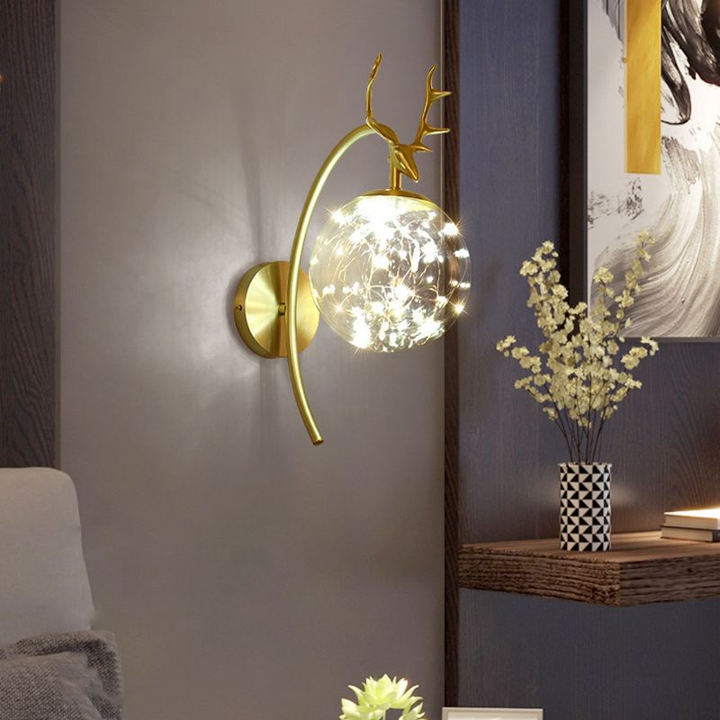 Lampade a parete in vetro trasparente globo a 1 luce moderna a montaggio a parete per soggiorno