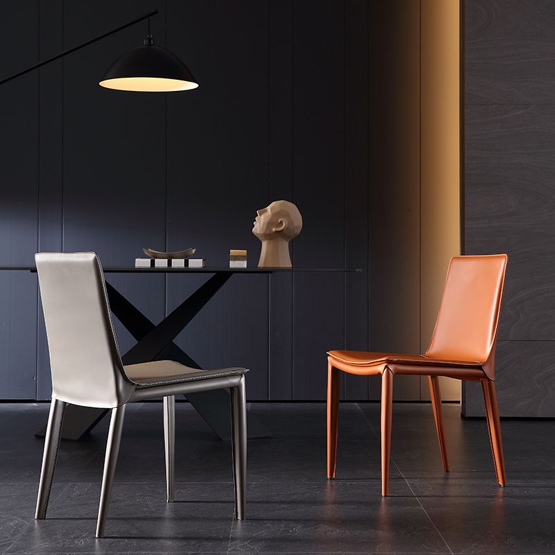 Chaises latérales de salle à manger en métal de style glam chaise sans bras solide pour cuisine