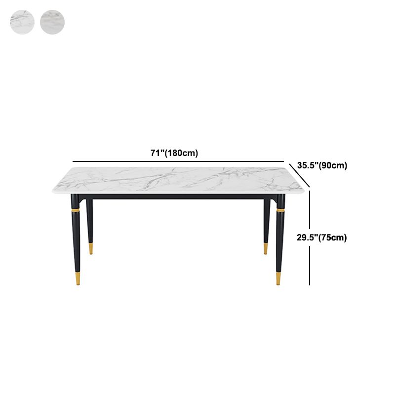 Modern 1/4/5/7 Pieces Dining Set Rectangle Black Base Dinette Set with Stone Top