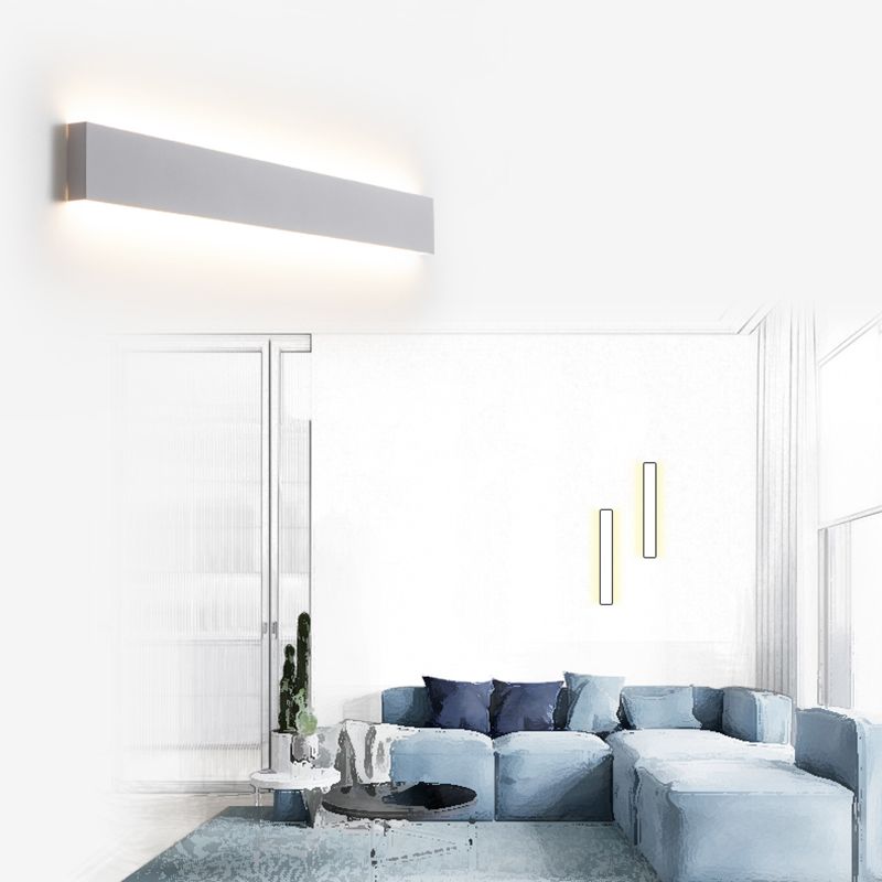 Linear Shade Metal Wall Sconce Modern Style Single Light Wall Mounted Light in White