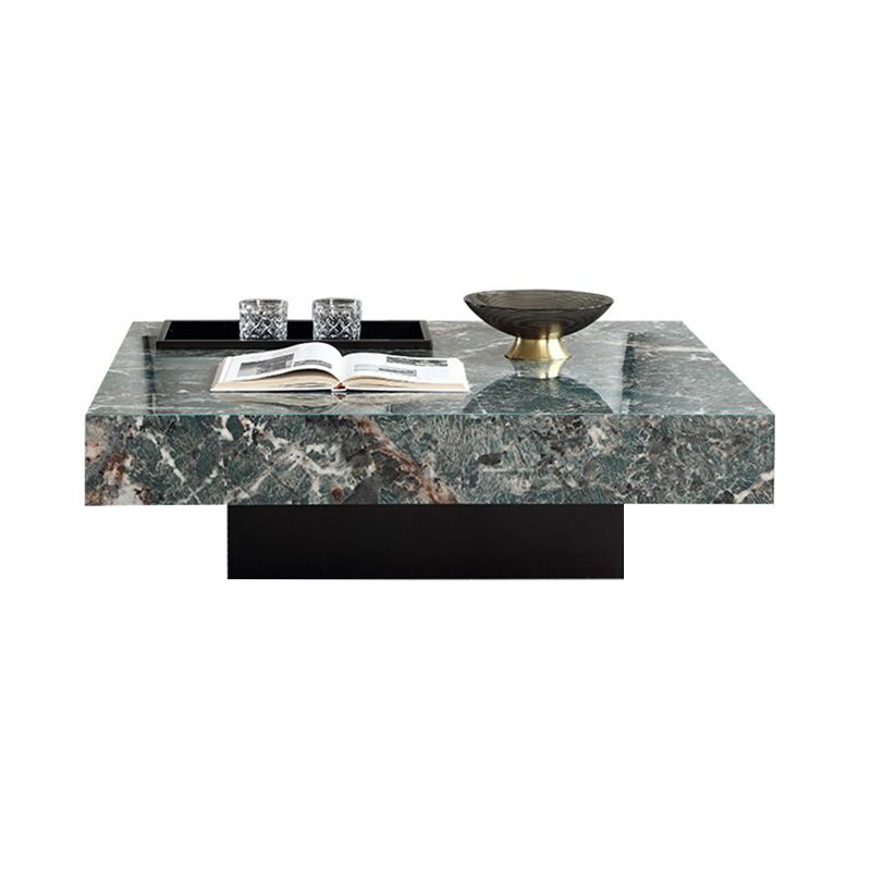 Glam Square Slate Coffee Table Stainless Steel Sled Cocktail Table