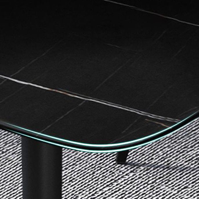 METAL INDUSTRIËLE RECHTANGELLAND EIT TAFEL Zwart gesinterde stenen tafel met metalen benen