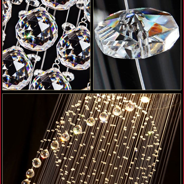 Spiral Droplet Hanging Light Fixtures Modern Simple Stainless Steel Ceiling Pendant for Stairwell