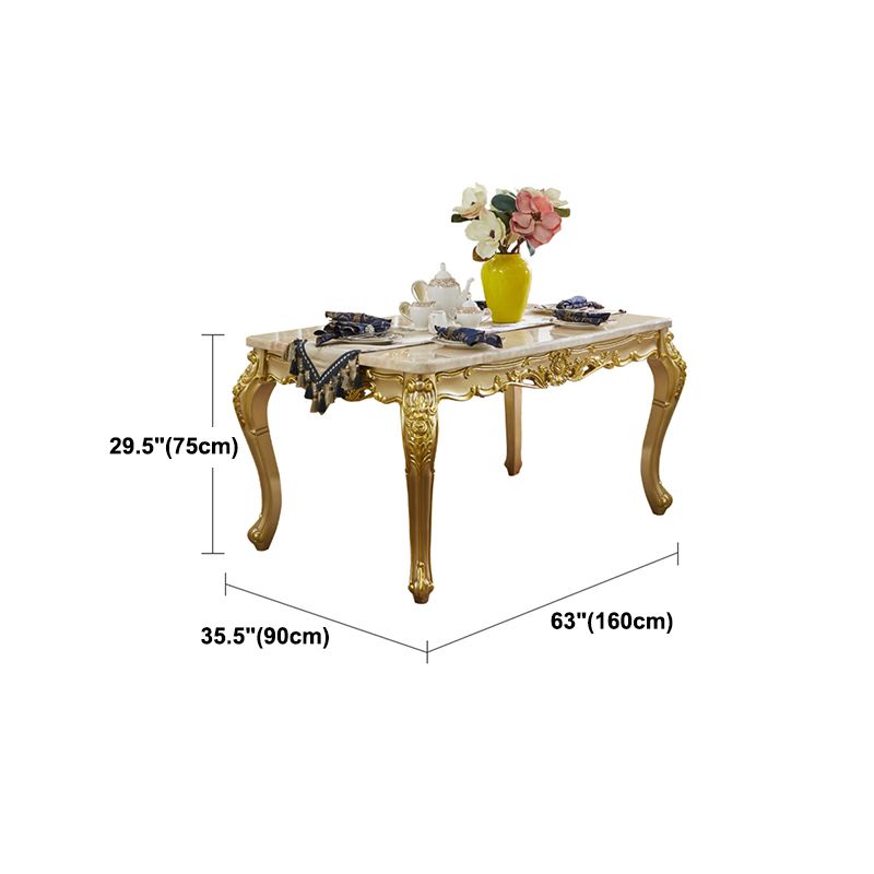 Rectangle Victoria Dinette Table Marble Dining Room Dinner Table with 4-foot