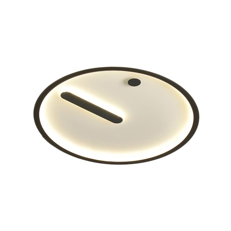 Black and White LED Circle Flush Mount Modernist Metallic Ceiling Fixture in Warm/White Light, 12"/16"/19.5" Wide