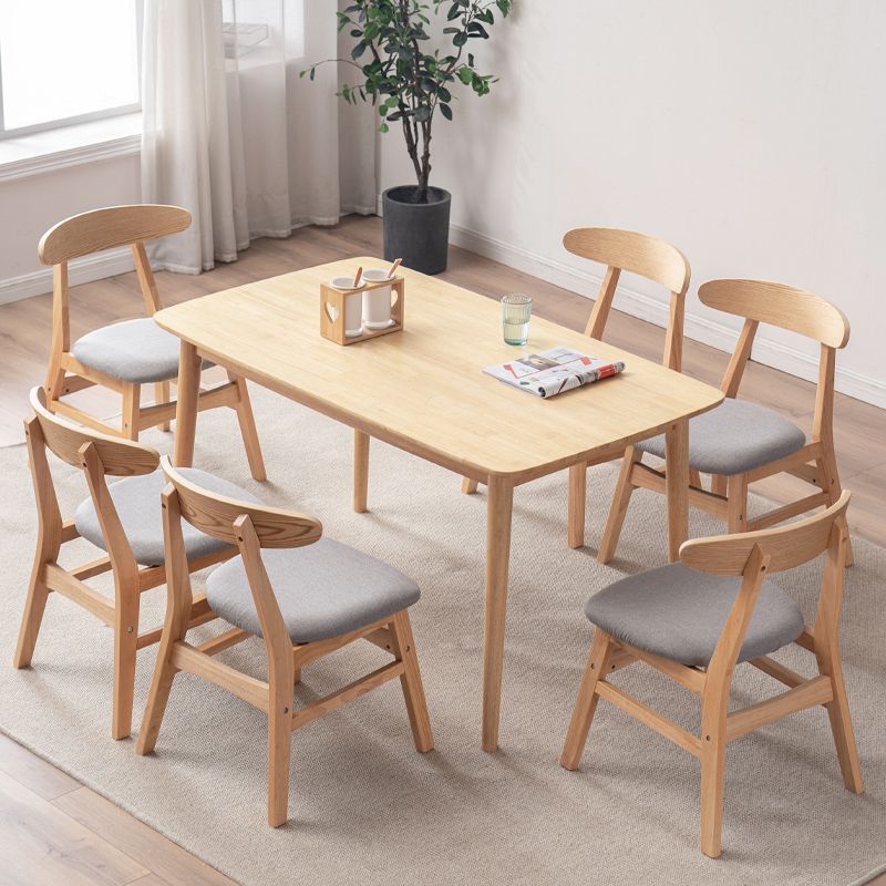 Contemporary Solid Wood Top Dining Set with 4 Legs Fixed Table Dinette Set for Restaurant